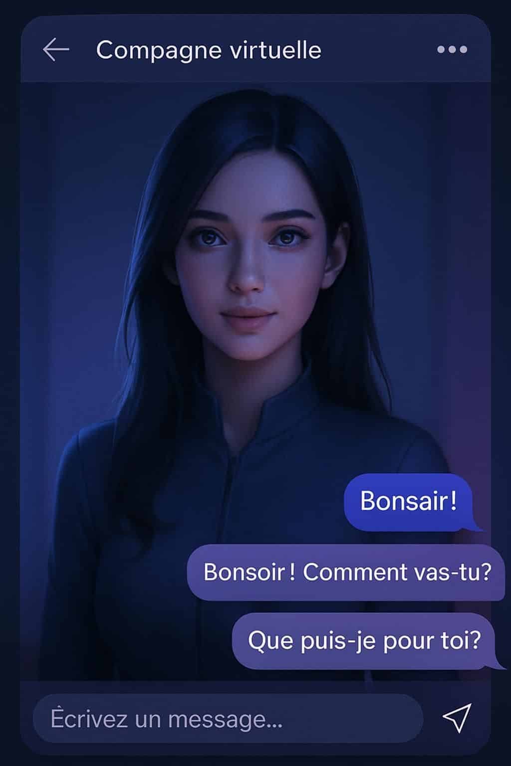 Découvrez Compagne IA, votre amie virtuelle gratuite et sans censure, toujours là pour discuter, vous écouter et partager vos pensées en toute liberté.